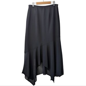 Vintage Asymmetrical Sheer Handkerchief Hem Midi Skirt